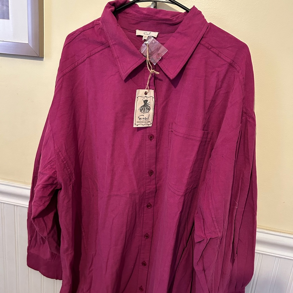 Easel Women's Button Down Shirt - Magenta